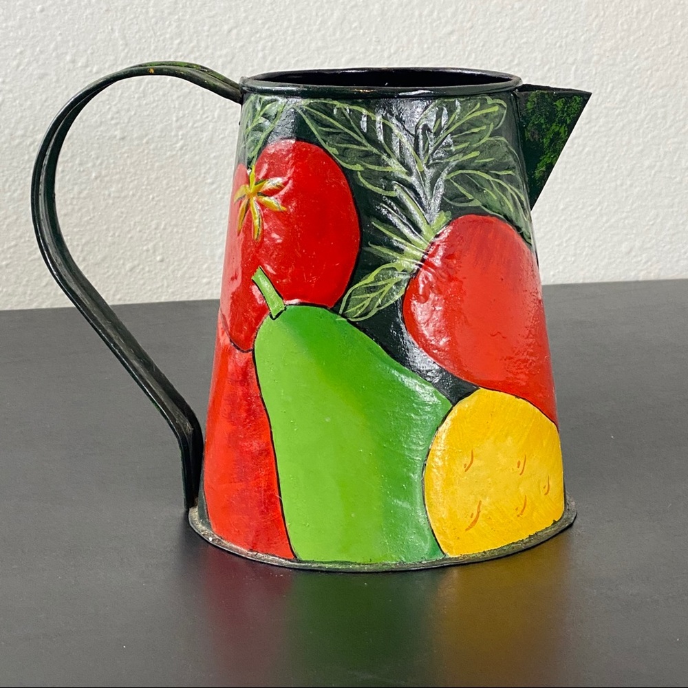 VTG Hosley metal pitcher farmhouse vase vegetables